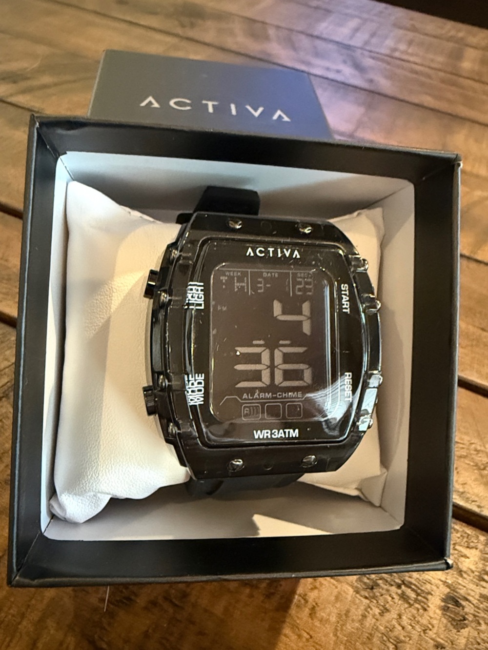 Ativa Black Digital Sport Watch with Rectangular LCD